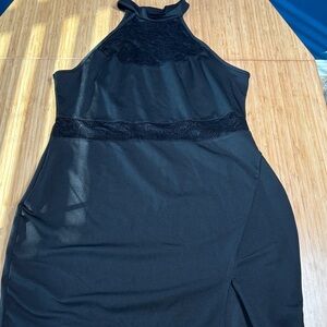 SHEIN Curve Black Lace Halter Dress